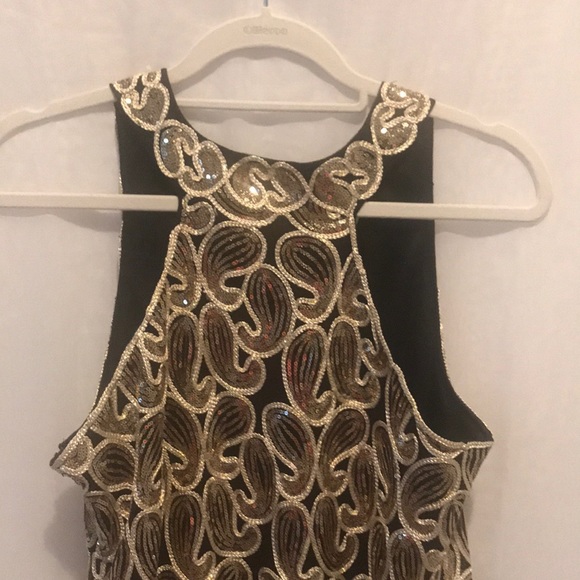 Flapper Gatsby Party Dress – Black & Gold Paisley - Picture 6 of 10